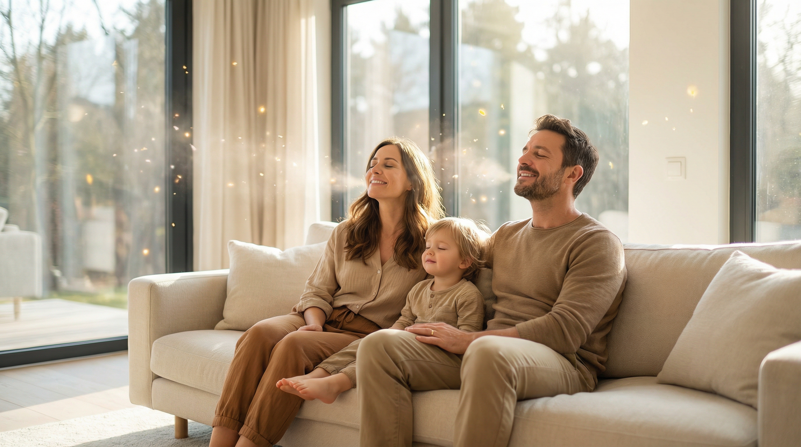 Família respirando ar puro